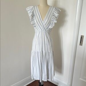 Rebecca Taylor blue and white striped dress, flutter sleeve, size 00